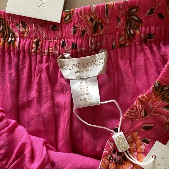 Caroline Constas 2pc Set Crop Spaghetti Top Maxi Skirt Pink Cotton Eyelet Ruffle - Picture 8 of 16